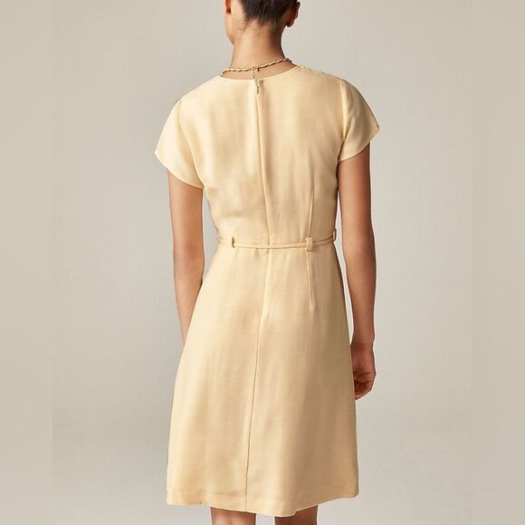 J Crew Tall Mathilde Cap Sleeve Dress in Luster Canvas Sz 10T in Sweet Meringue - Picture 4 of 9